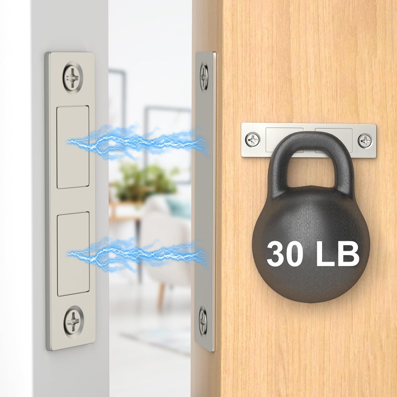 Jiayi Magnetic Cabinet Door Catch  4 Pack Ultra-Thin Invisible Door Magnets 30 Lb Kitchen Drawer Closures  Heavy Duty Door Catch with Screw  Double Magnets Latch for Wardrobe Closet Door Closing - Image 2